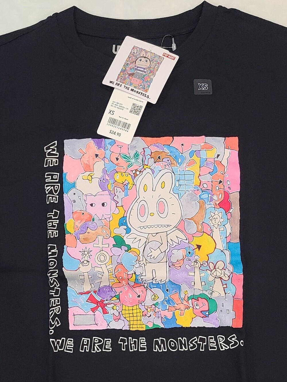 Uniqlo Pop Mart UT Graphic The Monsters Labubu Black T-Shirt Sizes XS